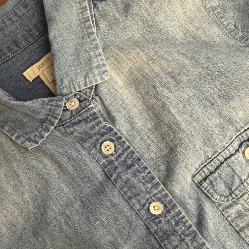 J Crew Denim Shirt Denim Button Up Long Sleeve Women Size 0 Blue Cotton